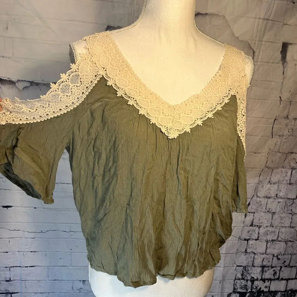 Charlotte Russe Lace Straps And Olive Shirt